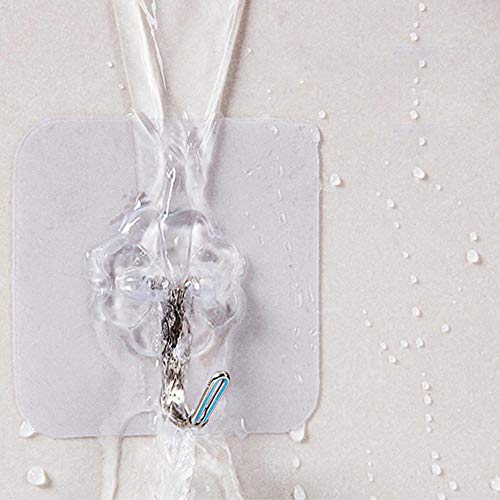 10 Punch free strong adhesive hooks,Strong Transparent Suction Wall Hook Hanger Heavy Duty Wall Hook Stainless Steel Waterproof Hanger for Robe Coat Towel Key Bag Home Kitchen Bathroom (white) - Thumbnail 5
