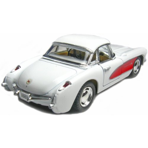Set of 4: 5" 1957 Chevy Corvette 1:34 Scale (Black/Blue/Red/White) by Kinsmart