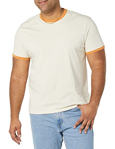 Amazon Essentials Men's Short-Sleeve Ringer T-Shirt, Ecru, X-Large