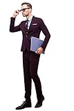 POSHAWN Men's Slim Fit Notch Lapel Three Piece Suit Set XXX-Large