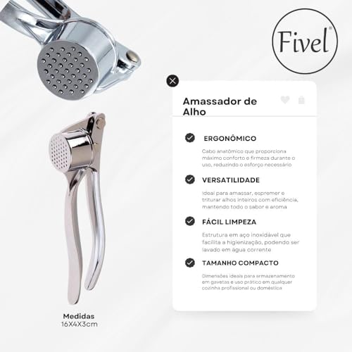 Amassador de Alho Profissional em Aço Inoxidável, Espremedor e Triturador Fácil de Usar, Durável