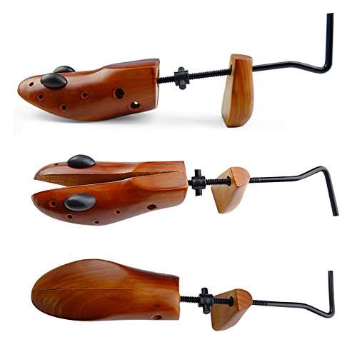 Agirlvct 2Pcs Cedar Wood Shoe Stretcher with Carrying Bag,Premium Professional 2-Way Wooden Shoe Tree Shaper for Length & Width Women Men Tight Shoes Wide Feet,Great Gift for Family(Small)