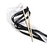 Black White Ribbon Wands (2 dz)