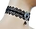 Black Stone & Black Victorian Lace Choker with Velvet Ribbon