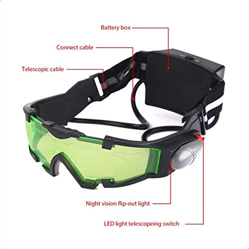 ShepoIseven Adjustable LED Night Vision Glass Goggles Motorcycle Motorbike Racing Hunting Glasses Eyewear with Flip-Out Light Windproof