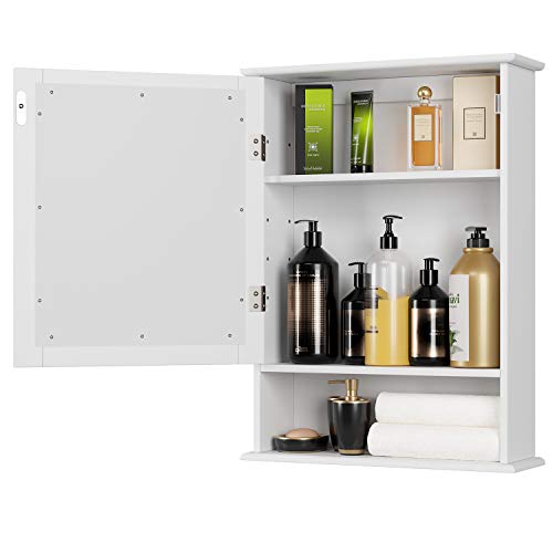 Homfa Bathroom Mirror Wall Mounted Storage Medicine