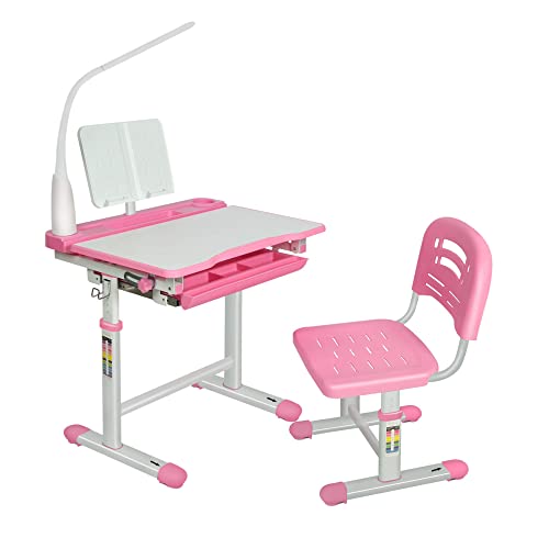 Diroan Kids Functional Desk and Chair Set, Ergonomic Height