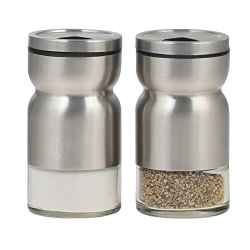 Salt and Pepper Shaker with adjustable pour holes dispenser lids