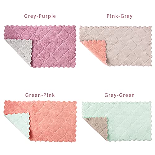 8 Pack Kitchen Dish Towels, Super Absorbent Microfiber Cleaning Cloth for Cleaning Glass, Kitchens, Bathrooms, Cars (4 Colors)