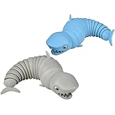Shark Wiggle Fidget Toys - Ocean Themed - Fidget Slug, Fidget Toys, Sensory Toys, Articulated Jointed Moving Toys, Stress Relief Toys, Stim Toys, Autism and ADHD Fidget Toys - 2 Piece Set