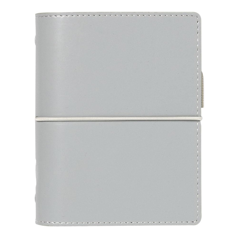 Photo 1 of Filofax Domino Organizer, Pocket Size, Grey - Smooth, Leather-Look Grain Effect, Contrast Stitching, Six Rings, Week-to-View Calendar Diary, Multilingual, 2025 (C022611-25)