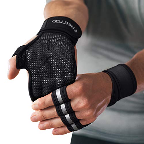 FREETOO-Protective-Weight-Lifting-Gloves-with-016-EVA-Padded-and-Wrist-Wrap-Support-Men-Grip-Silicone-Printed-Hardwearing-Microfiber-Fitness-Gloves-Breathable-Neoprene-Exercise-Gloves-with-Vents