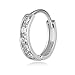 14k REAL White Gold 2mm Thickness CZ Channel Set Hoop Huggie Earrings (10 x 10 mm)