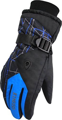 KINEED Women's Winter Waterproof Outdoor Warm Ski Gloves Athletic Cycling Gloves Blue