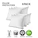 CirclesHome Pillow Protectors 8 Pack Standard Zippered - 100% Cotton Breathable Pillowcases - Protects Pillows from Dirt, Dust and Debris (Standard - Set of 8 - 20x26)