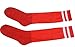 Luwint Striped Soccer Socks, Cushion Long Sports Socks Over-The-Calf Athletic Socks for Kids Youth Adults (M, Red)