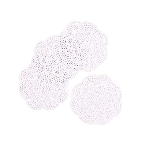 Phantomon 8 Inch Doilies Crochet Round Lace Doily White Handmade 100% Cotton Crocheted Coasters, Pack of 4