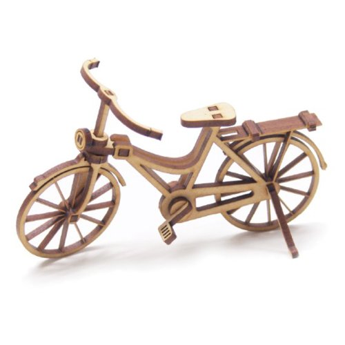 Mize 3D Wooden Puzzles Cardboard Paper Classic Bicycle Rickshaw Craft Riding Assembly Mechanical Puzzles - Thumbnail 3
