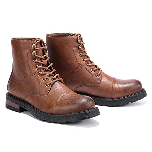 GM GOLAIMAN Winter Work Boots for Men-Lace Up Cap Toe Ankle Boot for Military Tactical Combat Hiking Motorcycle Brown 10