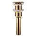 Hiendure® Brass Bathroom Vessel Sink Pop Up Drain Stopper without Overflow, Gold
