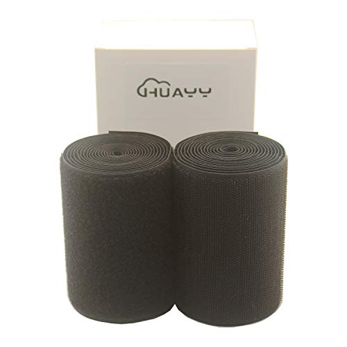 HUAYY 4 Inches Width 2 Yards Length,Sew on Hook and Loop Style,Non-Adhesive Nylon Strips Fabric,Black (4in x 2yd) - Thumbnail 4