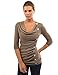 PattyBoutik Women's Cowl Neck Button Embellished Top (Tan M)