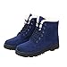 NOT100 Womens Snow Boots for Winter Ankle Boots Combat Walking Shoes Booties Navy Blue Size 8.5 8 1/2