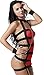 High Elastic Rubber Band Together Tight Miniskirt Babydoll Girly Lingerie and Garter (M, Black + Red)