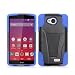 LG Transpyre / LG Tribute / LG Optimus F60 - Black and Blue Dual Layer Impact Defender Shockproof Armor Kickstand Cover Case + ATOM LED Keychain Light