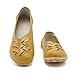 KEESKY Womens Ladies Leather Casual Cut Out Loafers Flat Slip-on Shoes Yellow Size 9.5