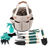 Garden Tools Set COLLAPSIBLE Version | Gardening Gifts | Gardening Tools Set | 9 Piece Garden Tool Set | Digging Claw Gardening Gloves Succulent Tool Set | Planting Tools | Gardening Supplies Basket