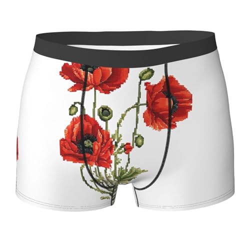 SYHEART Beautiful Poppy Flower Ink Print Men'S Boxer Briefs With Elastic Comfort Fit Design For All-Day Wear