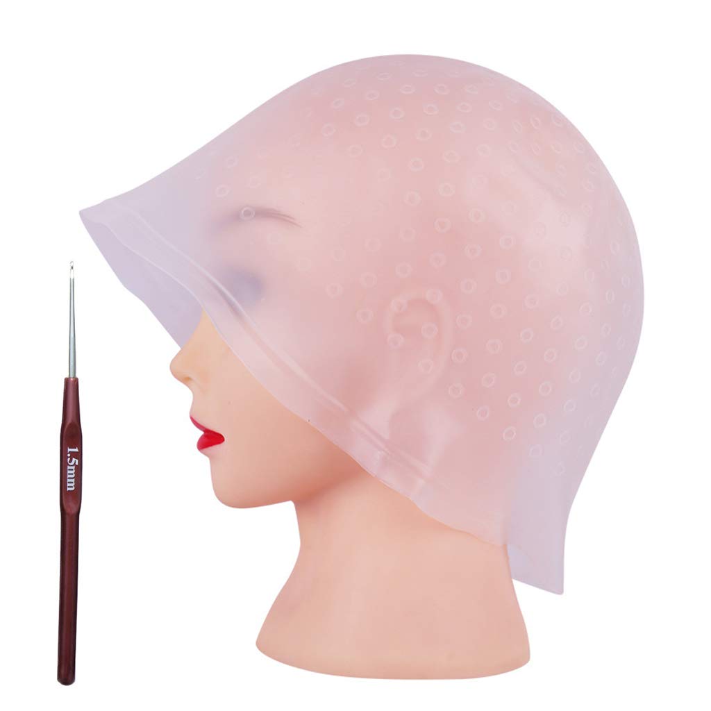 Highlight Caps with Coloring Hair Hook 2 Packs, Frosting Coloring Cap, Professional Salon Silicone Hairdressing Tools : Beauty