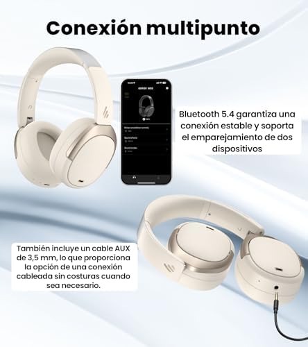 Auscultadores over-ear W80 com ANC de -49dB e LDAC de alta resolução, marfim