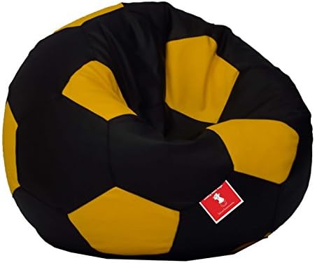 ComfyBean Bags Football XXL Bean Bag Without Fillers Cover (Black and Yellow)