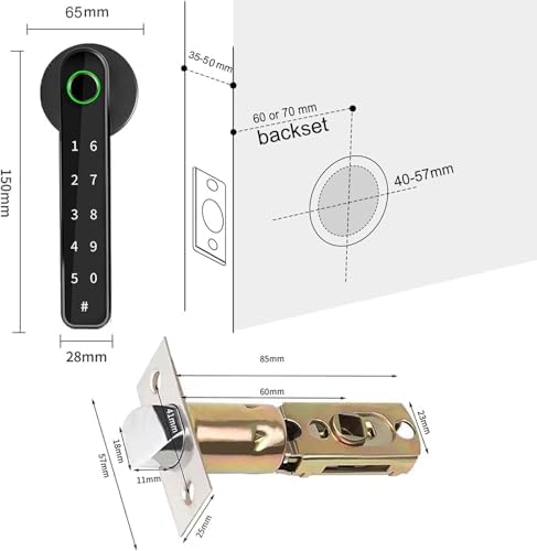 Fechadura Inteligente por Impressões Digitais, Fechadura Eletrónica 6 em 1, Aplicação Tuya, Cartão IC, NFC, Impressão Digital, Palavra-passe Digital, Chave Mecânica