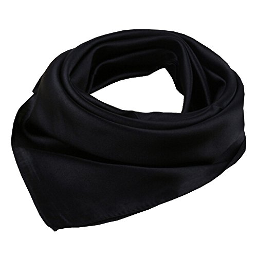 Womenâ€™s Solid Color Square Scarf Neckerchief (Black)