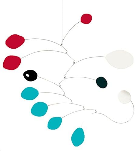 The MCM Art Mobile in Red & Aqua by Atomic Mobiles - 3 Sizes To Choose From - Inspired by Calder and Mid Century Modern Style
