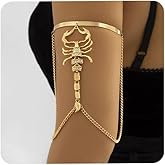 Aimimier Boho Vintage Gold Arm Cuff with Layered Chain Link Scorpion Crystal Bracelet for Women