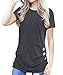 CEU Women's Short Sleeve Casual Tunic Buttons Decor Crew Neck T-Shirt