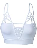 Sexy Party Caged Strappy Cut Out V-Open Front Bralette Bra , 024-white , Small Small 024-white