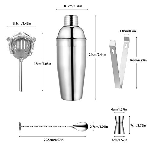 Cocktail Set Edelstahl Cocktail Shaker Set Cocktail Mixer Geschenk Set 5 Teiliges Barkeeper Set Cobbler Shaker Cocktail… – Bild 3