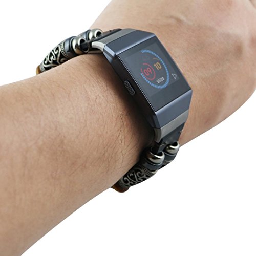 Lisin Replacement Leather Wristband Band Strap Bracelet For Fitbit Ionic (Black) - Thumbnail 6