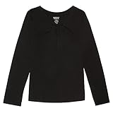 French Toast Big Girls' Long Sleeve V-Neck T-Shirt, Black, 10/12