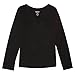 French Toast Girls' Big Long Sleeve V-Neck Tee, Black, L (10/12)