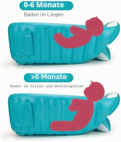 Babybadewanne, 0 – 3 Jahre, aufblasbare Badewanne, faltbar, für Baby, Kinder, rutschfest, weich, für Dusche, faltbar, tragbar, Blau
