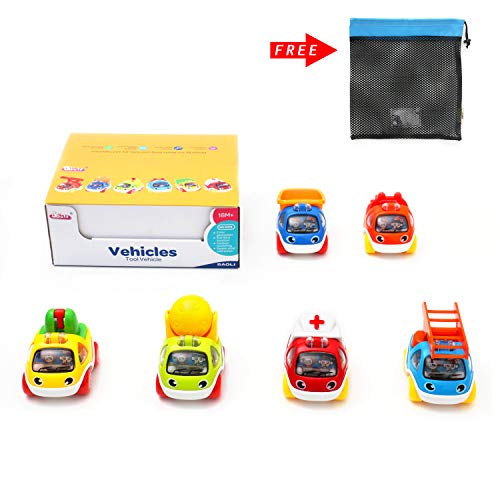 Pull Back Cars for Kids Friction Powered Car Toy Early Educational Toddlers Baby Toys Push & Go Engineering Construction Vehicles for 1 2 3 Years Old Boys - 6 Pieces
