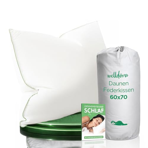 Welldora Kopfkissen 60x70, Premium 3-Kammer, Daunen & Federn, komfortweich