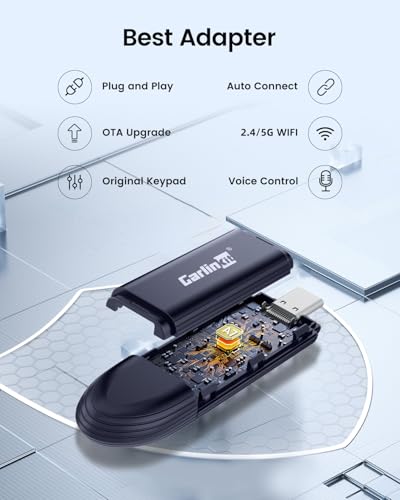 Carlinkit MINI SE PRO Wireless Adapter for OEM Wired CarPlay & OEM Wired Android Auto, Compatible with iOS 10 & Android 10 and Above, Fast Connection, No Latency - Deep Blue