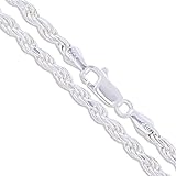 Sterling Silver Diamond-Cut Rope Chain 3.7mm Solid 925 New Necklace 24